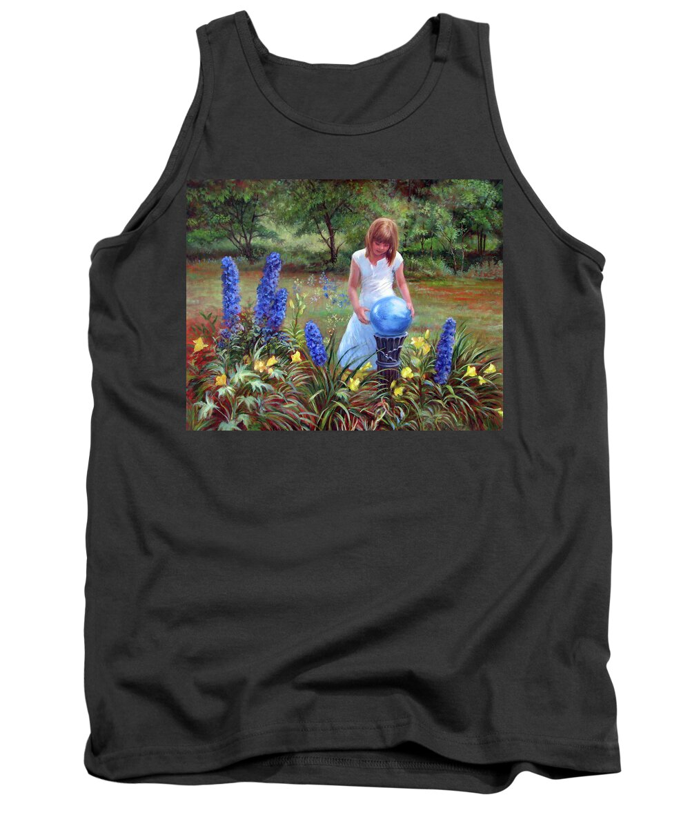 Children Tank Top featuring the painting Blue Gaze by Marie Witte