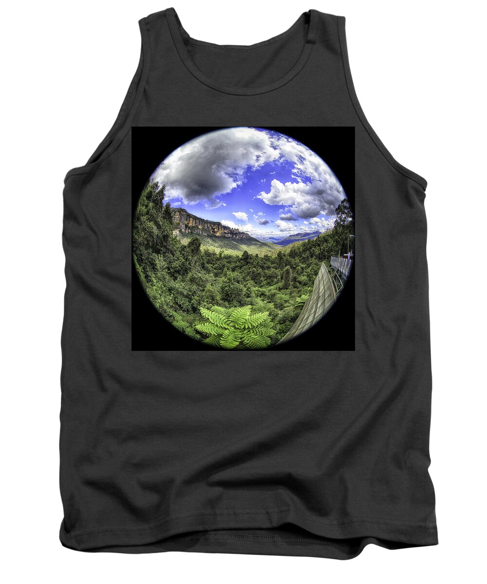 Sydney Tank Top featuring the photograph Blue Mountains Fisheye by Chris Cousins