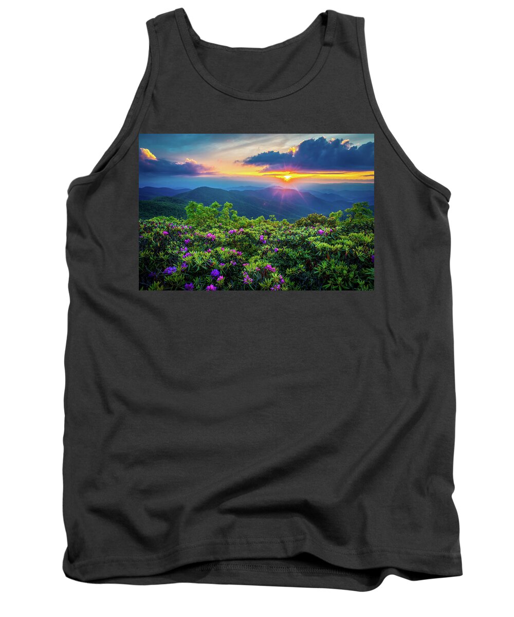 Spring Tank Top featuring the photograph Blue Ridge Parkway NC Flowering Craggy by Robert Stephens