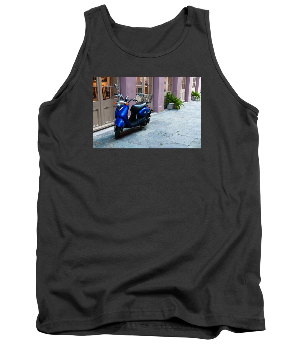 New Orleans Tank Top featuring the photograph Blue Scooter by Monte Stevens