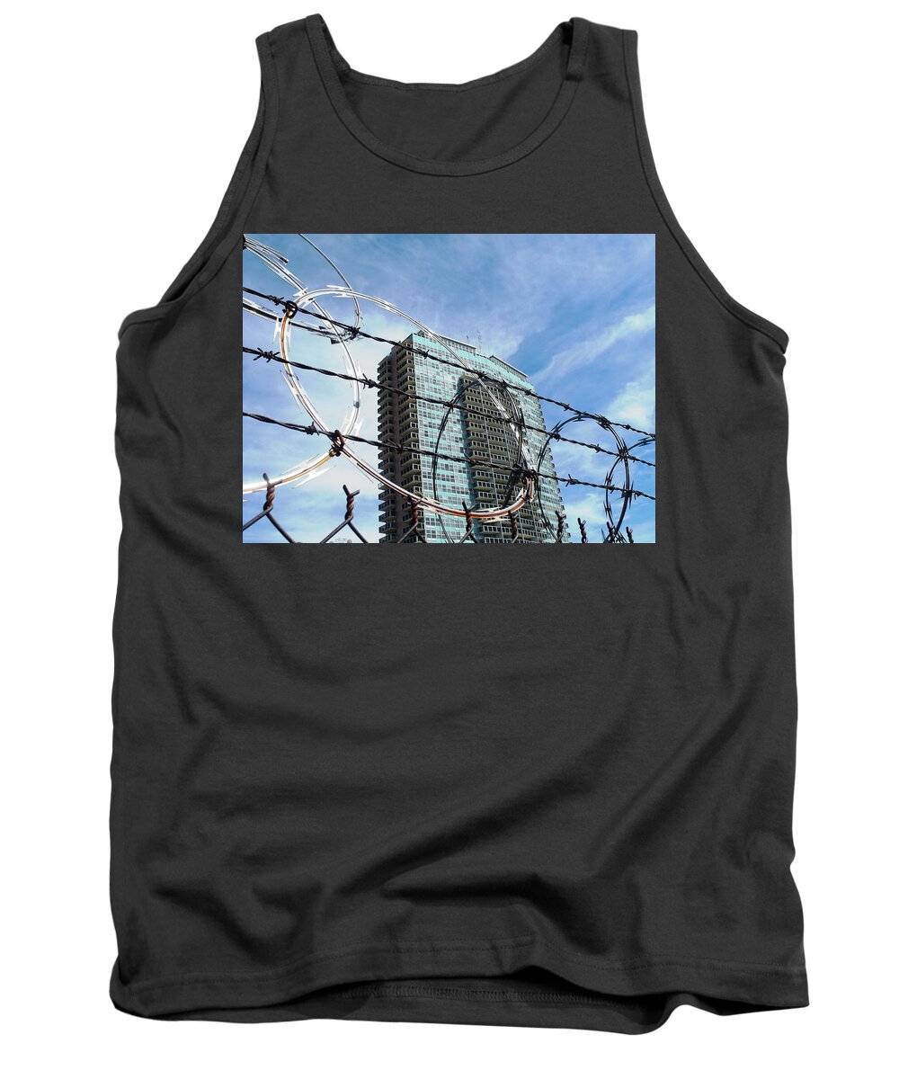 Louisville Tank Top featuring the photograph Blue Sky and Barbed Wire by Christopher Brown