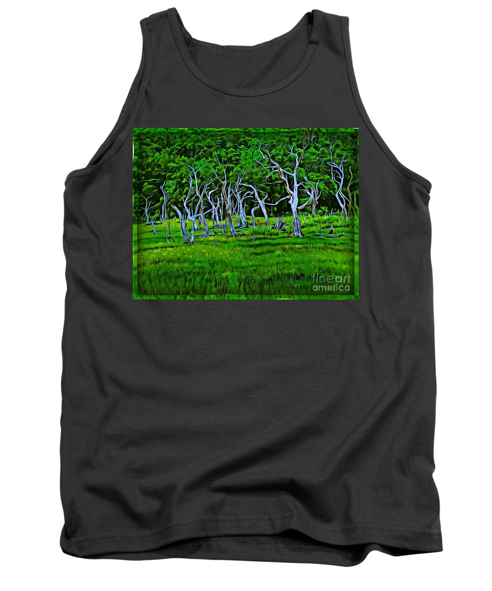 Tree Tank Top featuring the photograph Blue Trees II by Leslie Revels