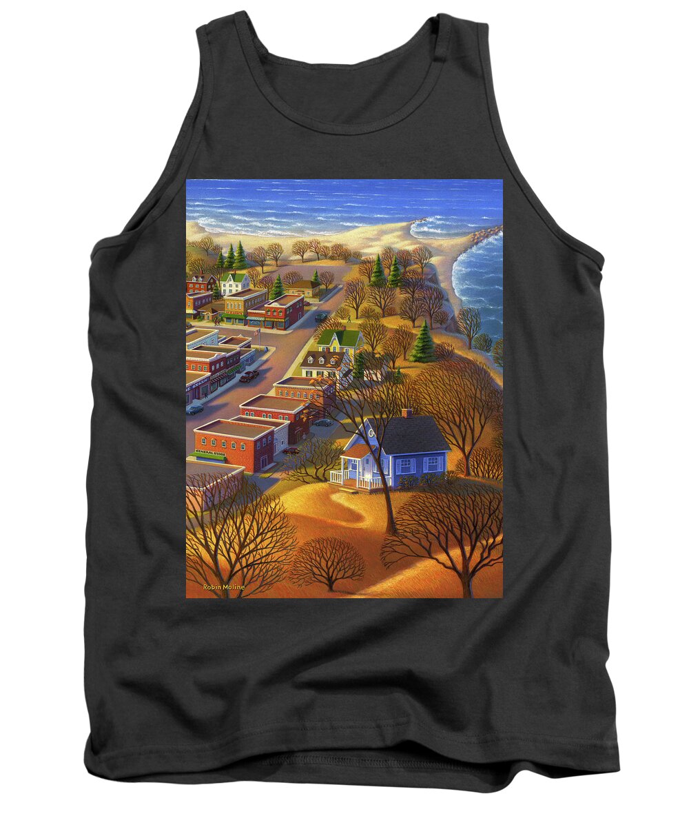 Blue Berry Cottage Tank Top featuring the painting Blueberry Cottage Hill by Robin Moline