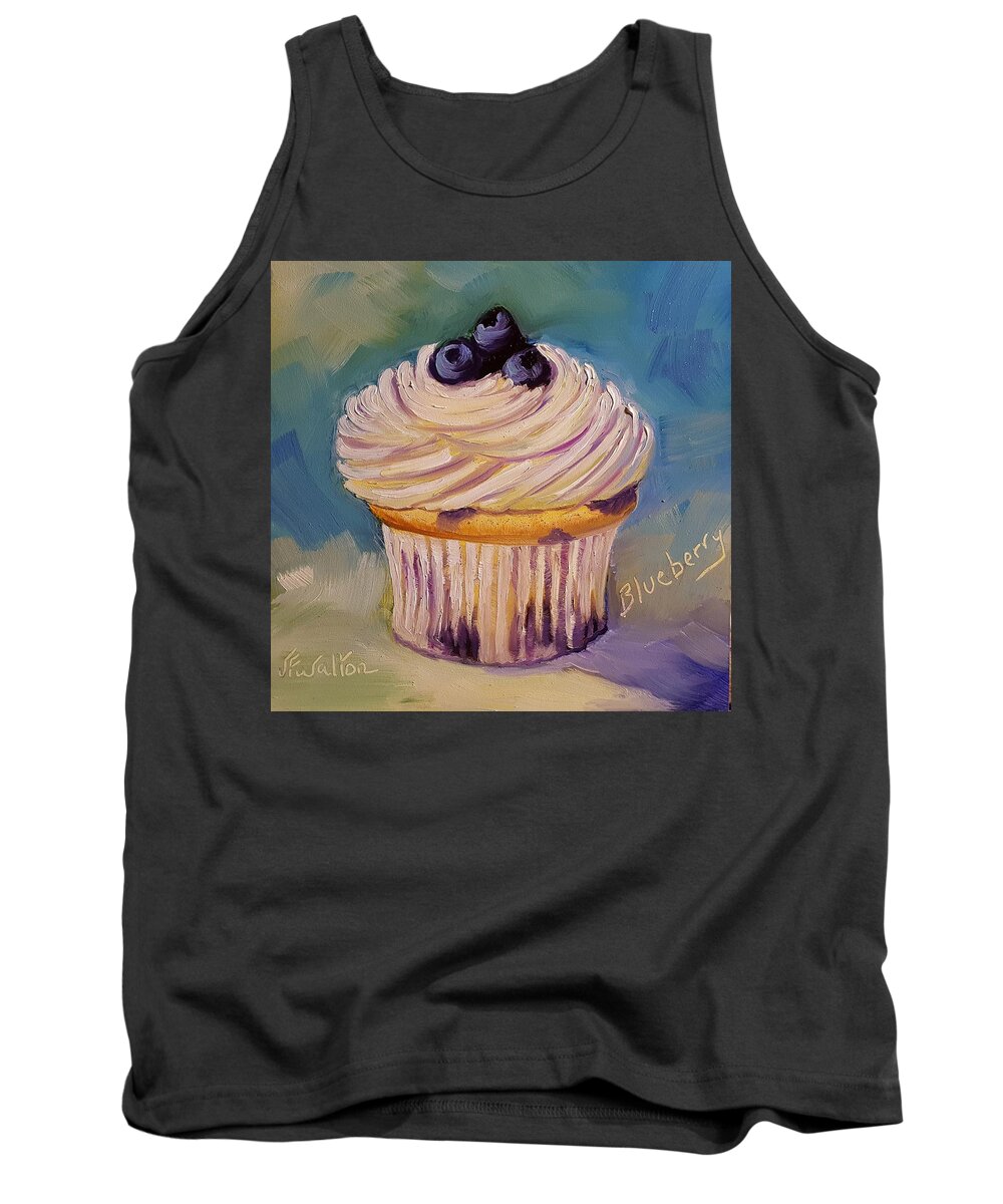 Blueberry Cupcake Tank Top featuring the painting Blueberry Cupcake by Judy Fischer Walton