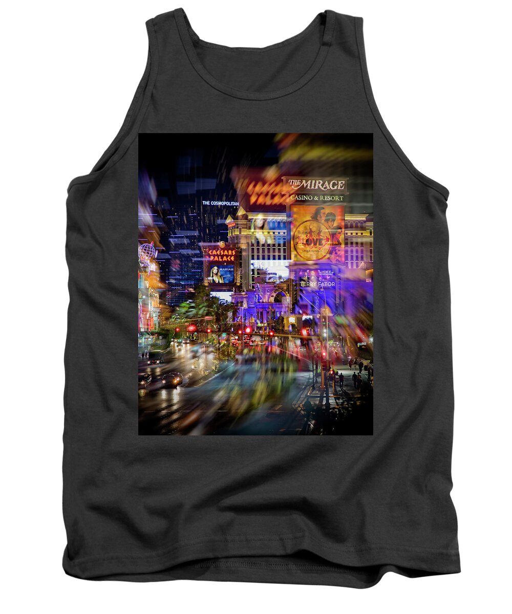  Las Tank Top featuring the photograph Blurry Vegas Nights by Ricky Barnard