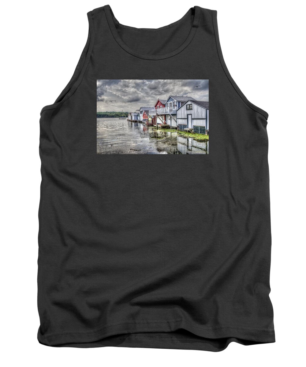 Boathouse Tank Top featuring the photograph Boat Houses in the Finger Lakes by Joann Long