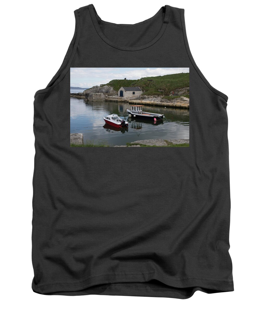Fishing Village Tank Top featuring the photograph Boats in Ballintoy Harbor by Teresa Wilson
