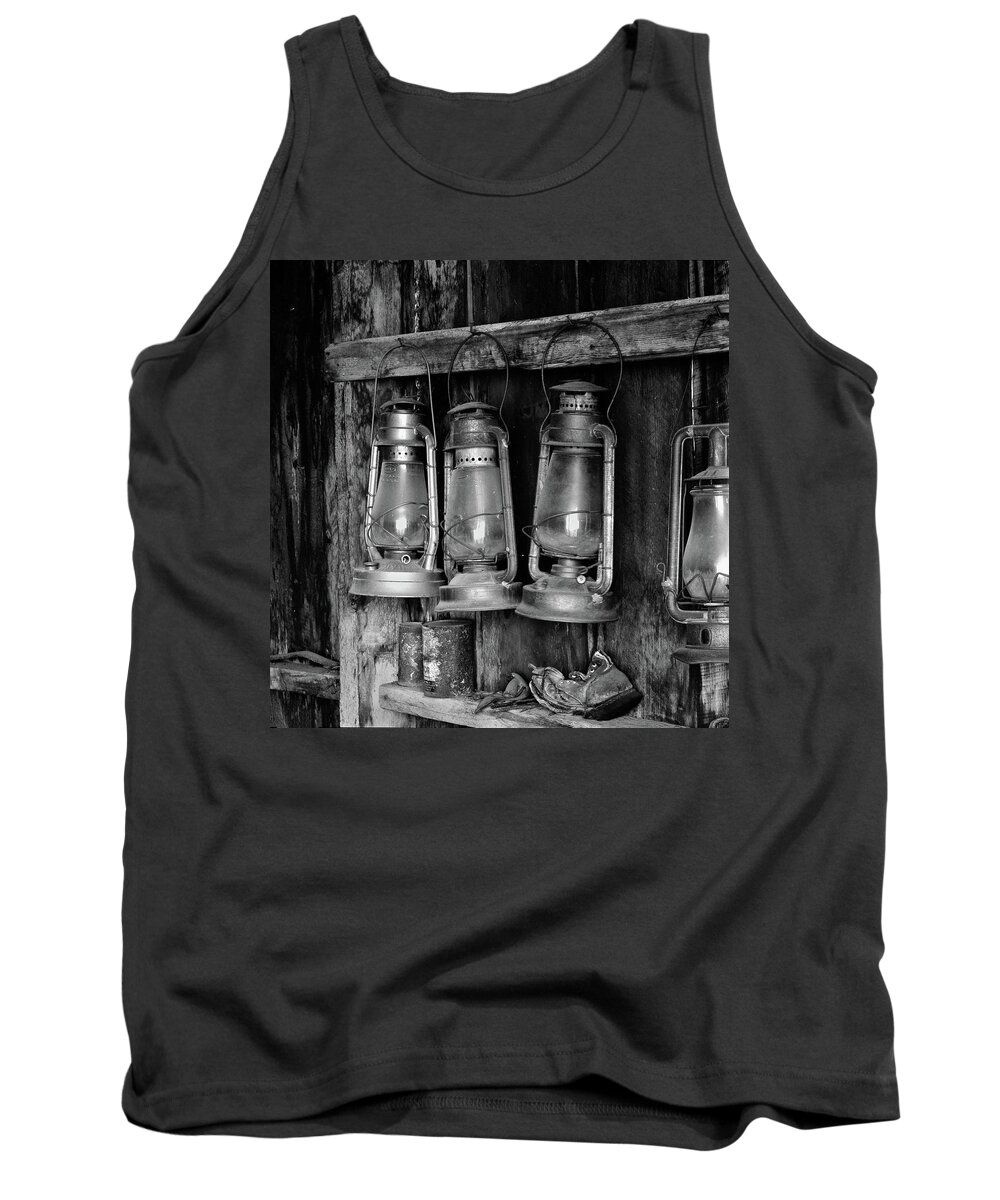 Bodie California Tank Top featuring the photograph Bodie Lanterns by Tom Singleton
