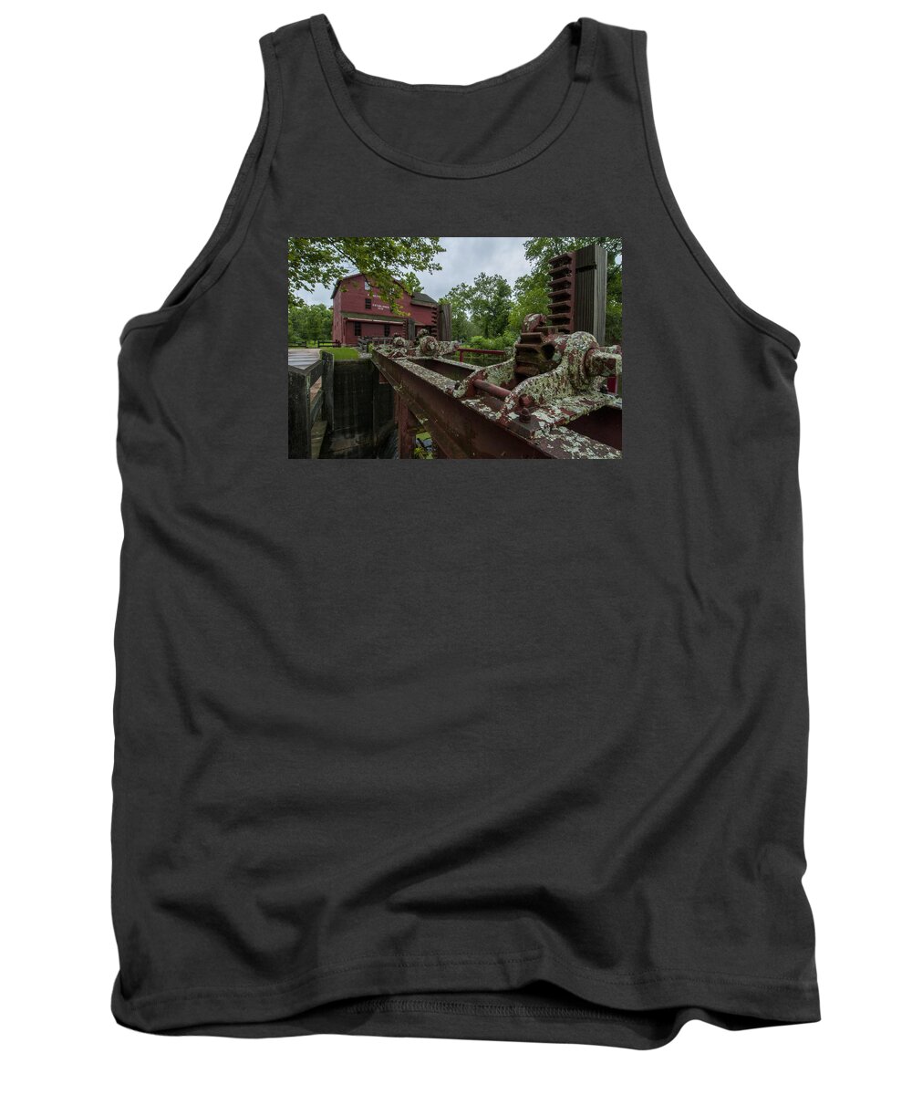 1832 Tank Top featuring the photograph Bonneyville Mills gears by Brian Green