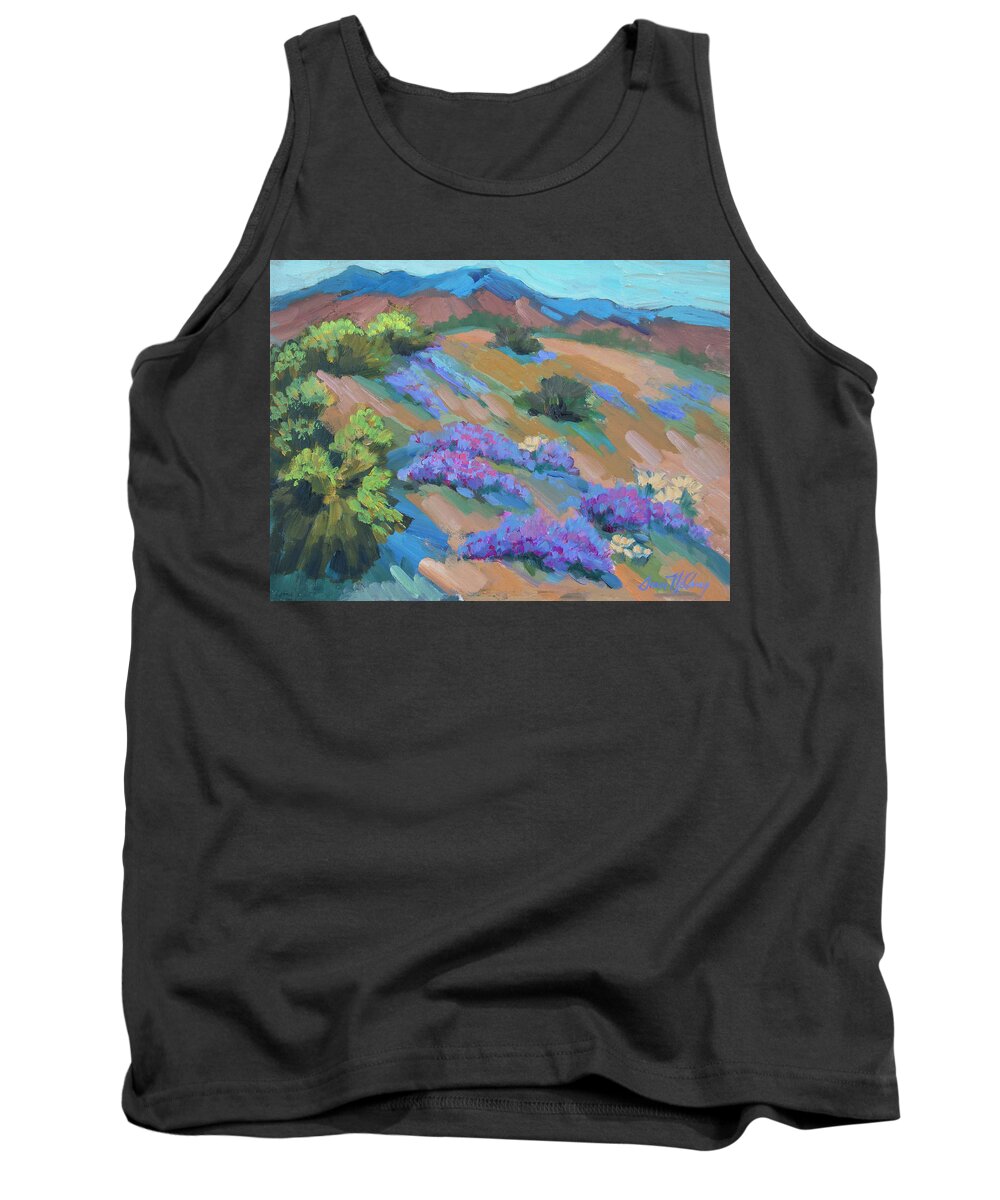Desert Tank Top featuring the painting Borrego Springs Verbena by Diane McClary