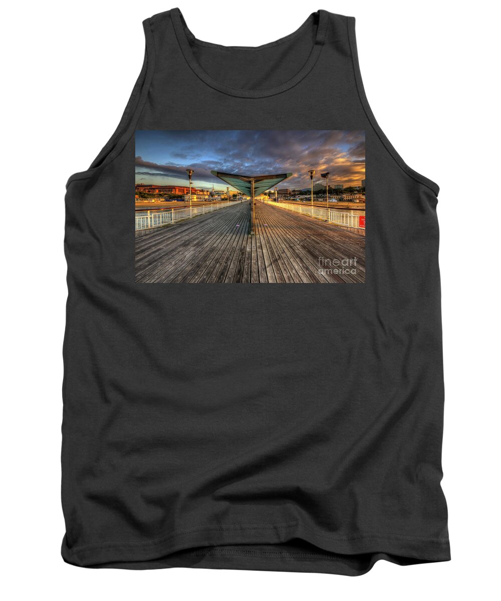 Hdr Tank Top featuring the photograph Bournemouth Pier Sunrise 2.0 by Yhun Suarez