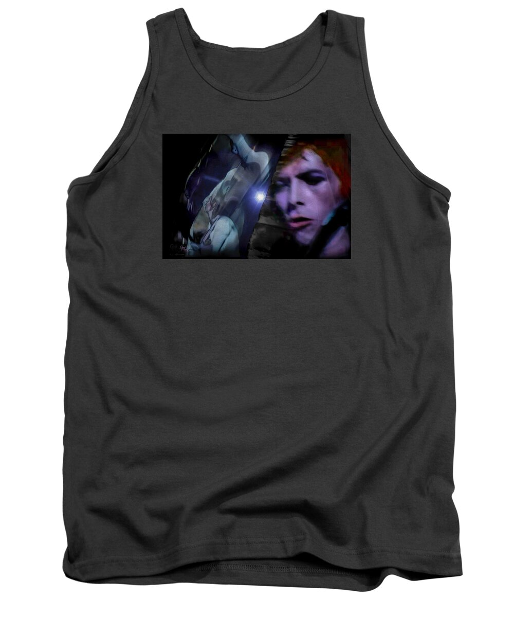 David Bowie Tank Top featuring the photograph Bowie  A Welcome Star by Glenn Feron