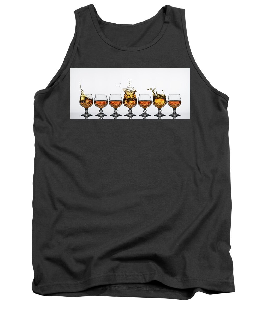 Alcohol Tank Top featuring the photograph Brandy Glass Splash by Andy Astbury