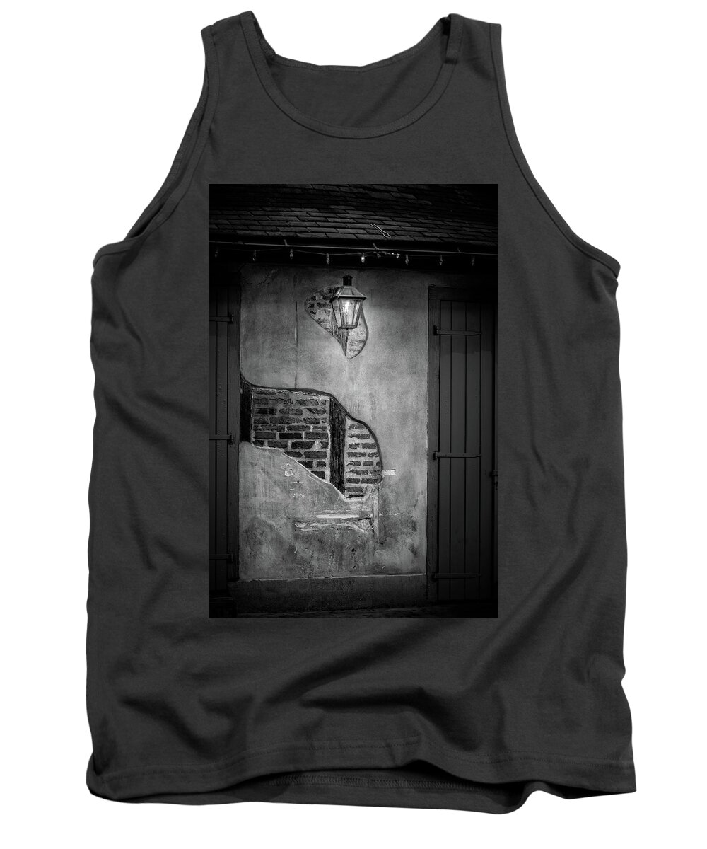 Briquette-entre-poteauxe Style Tank Top featuring the photograph Bricks In The Wall In Black and White by Greg and Chrystal Mimbs