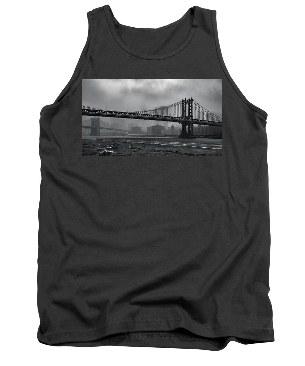 New York Tank Top featuring the photograph Bridges in the Storm by Adam Reinhart