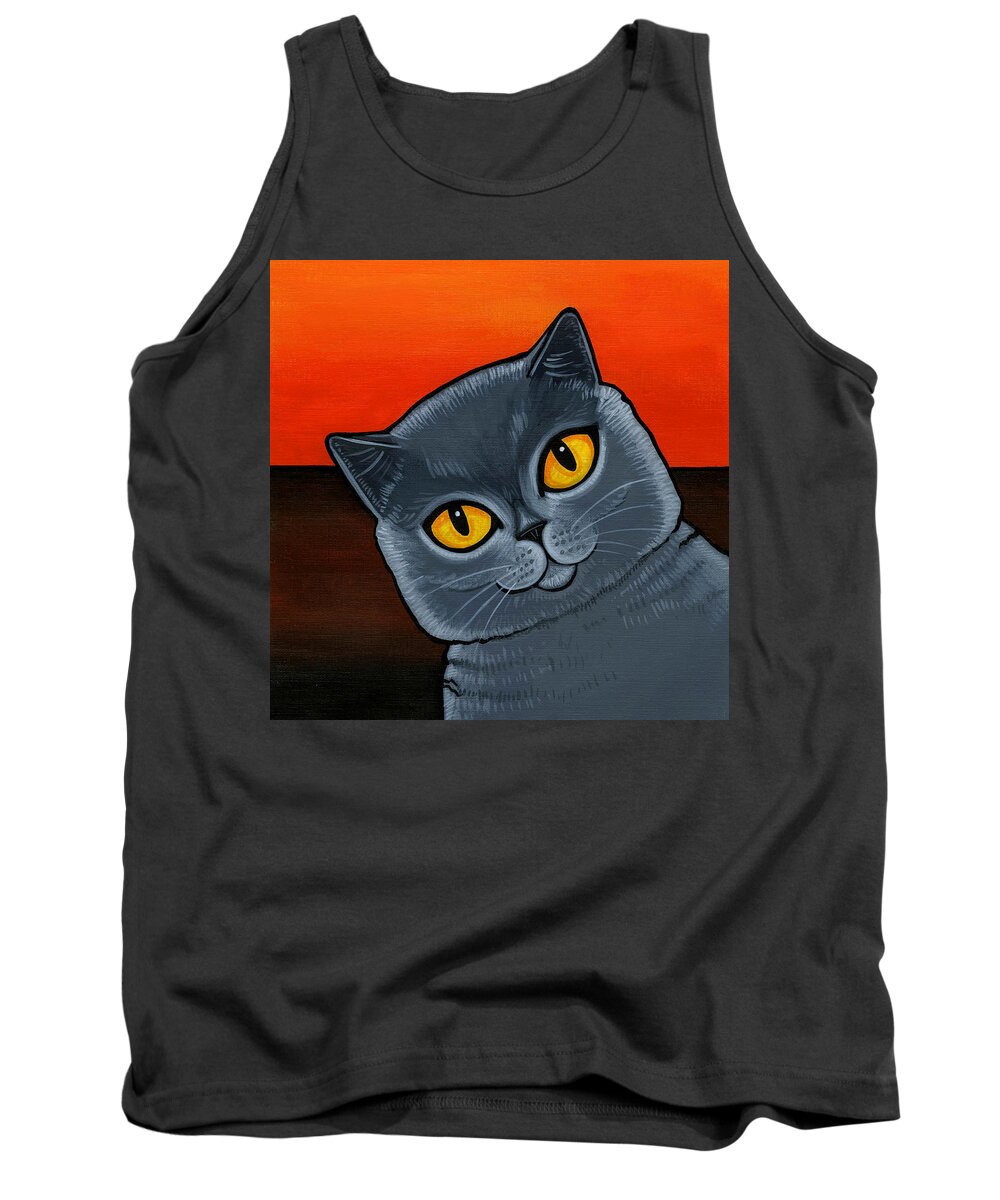 British Shorthair Cat Tank Top featuring the painting British Shorthair by Leanne Wilkes