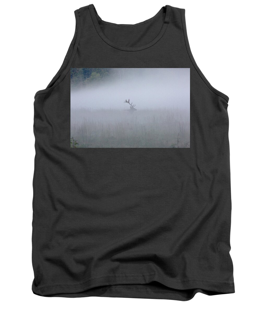 Elk Tank Top featuring the photograph Bull Elk in Fog - September 30, 2016 by D K Wall
