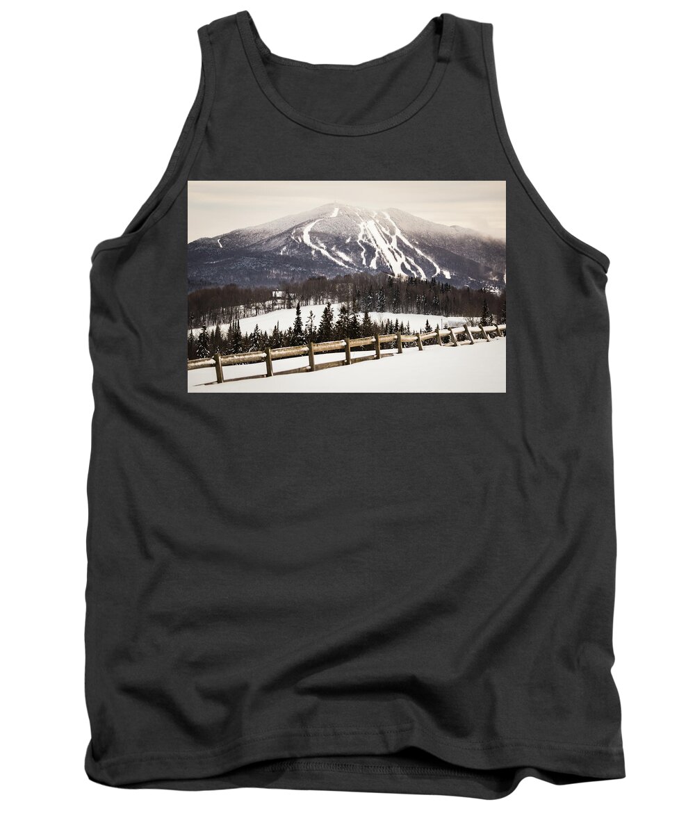 Vermont Tank Top featuring the photograph Burke Mountain and Fence by Tim Kirchoff