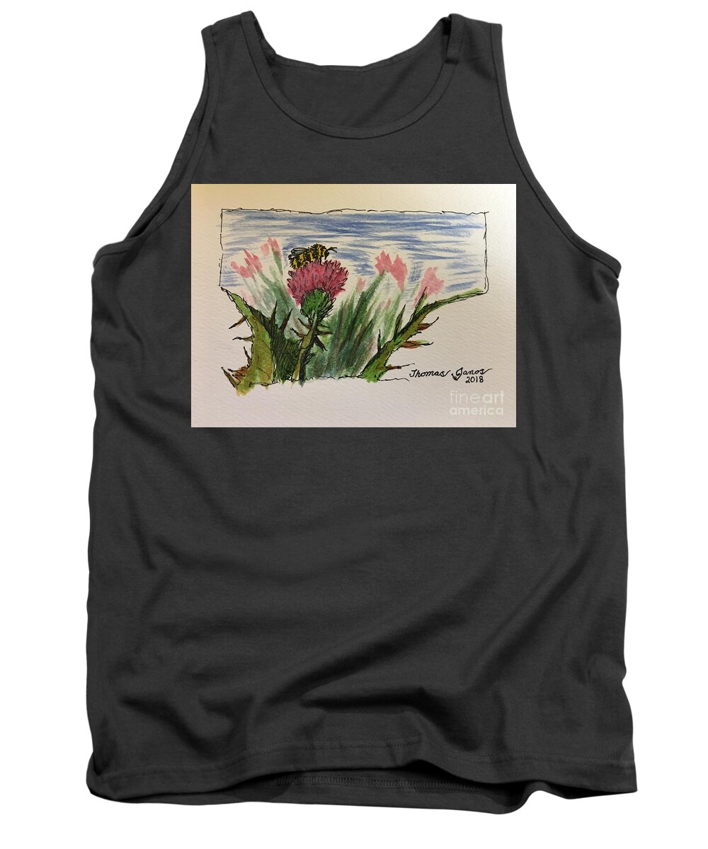 Bumblebee Tank Top featuring the painting Busy Bumblebee by Thomas Janos