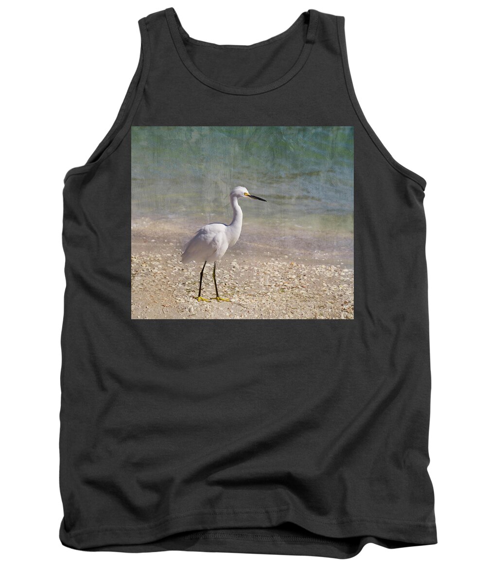 Egret Tank Top featuring the photograph By The Sea by Kim Hojnacki