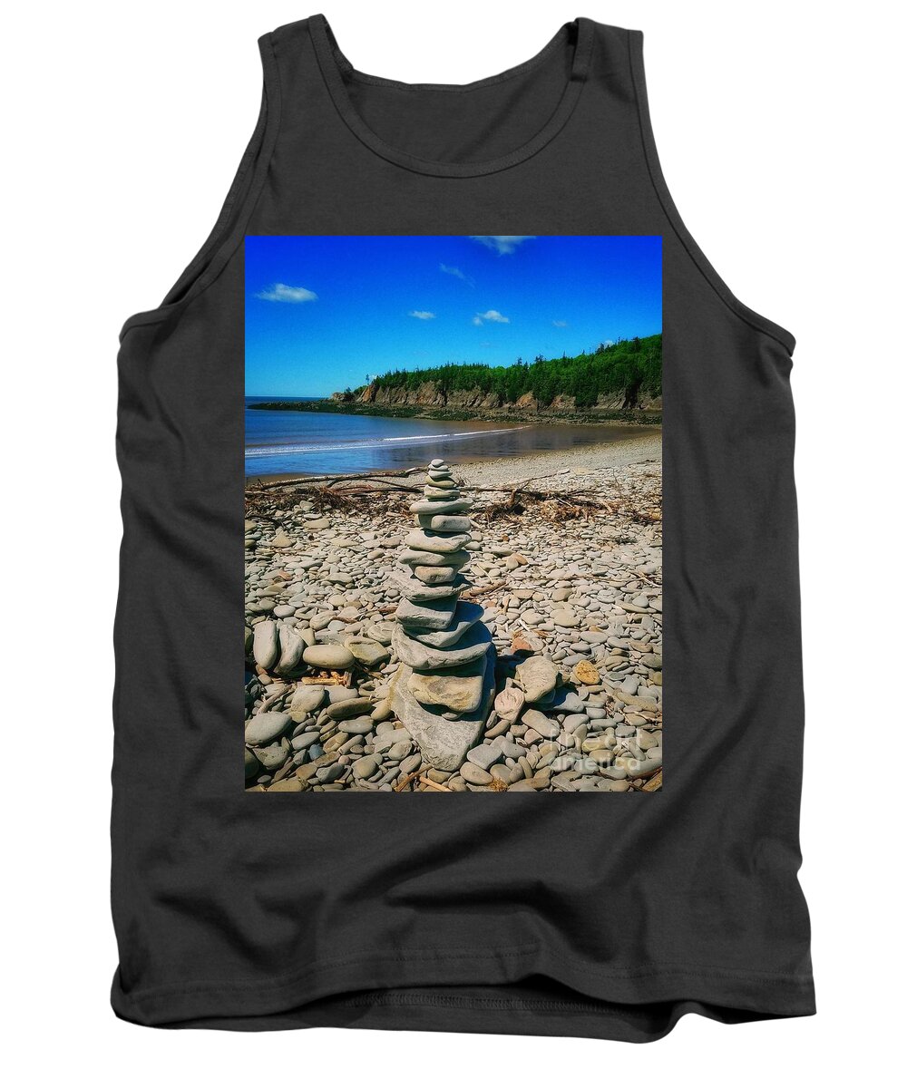 Cairn Tank Top featuring the photograph Cairn in Eastern Canada by Mary Capriole