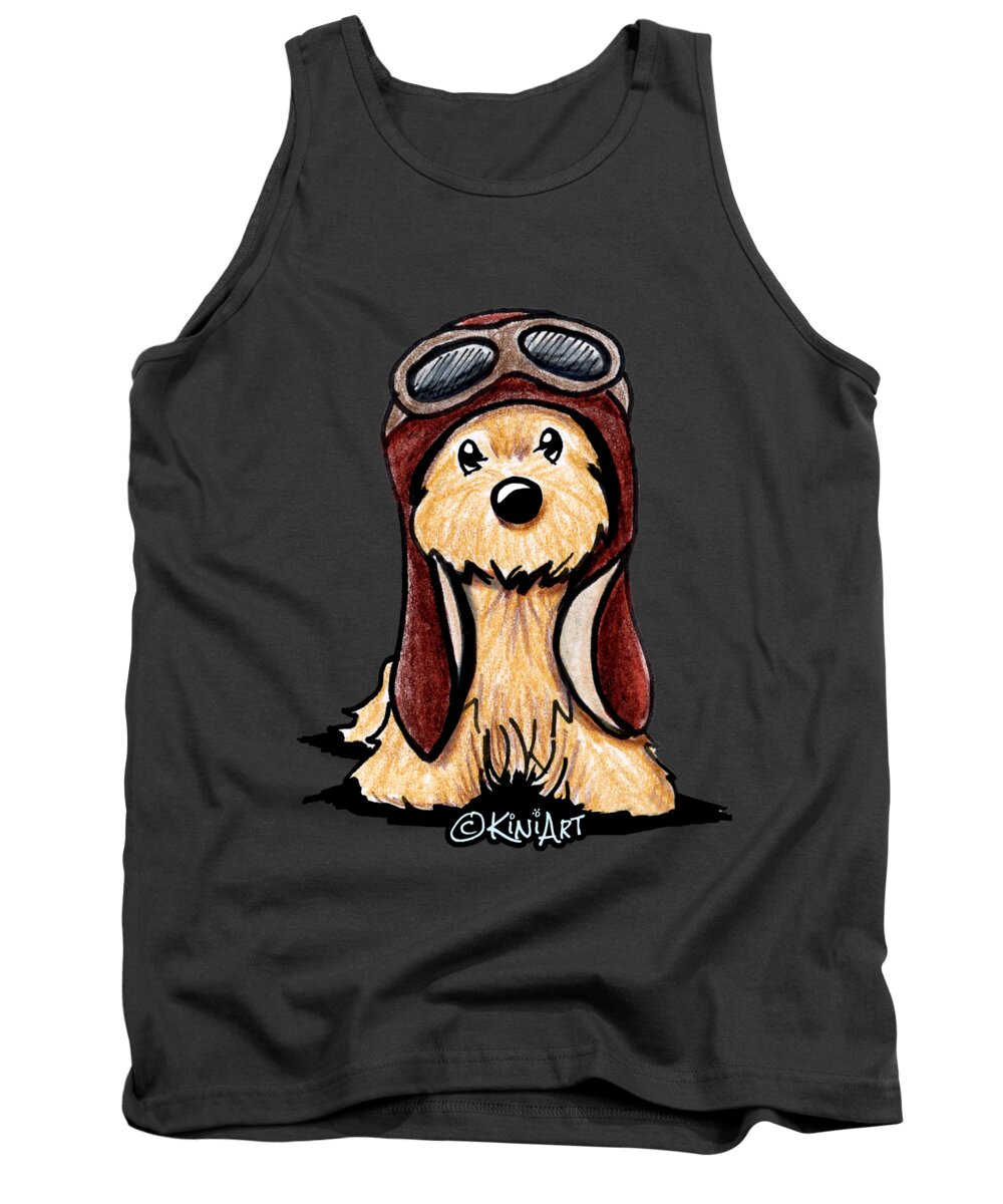 Cairn Tank Top featuring the drawing Cairn Terrier Pilot by Kim Niles aka KiniArt