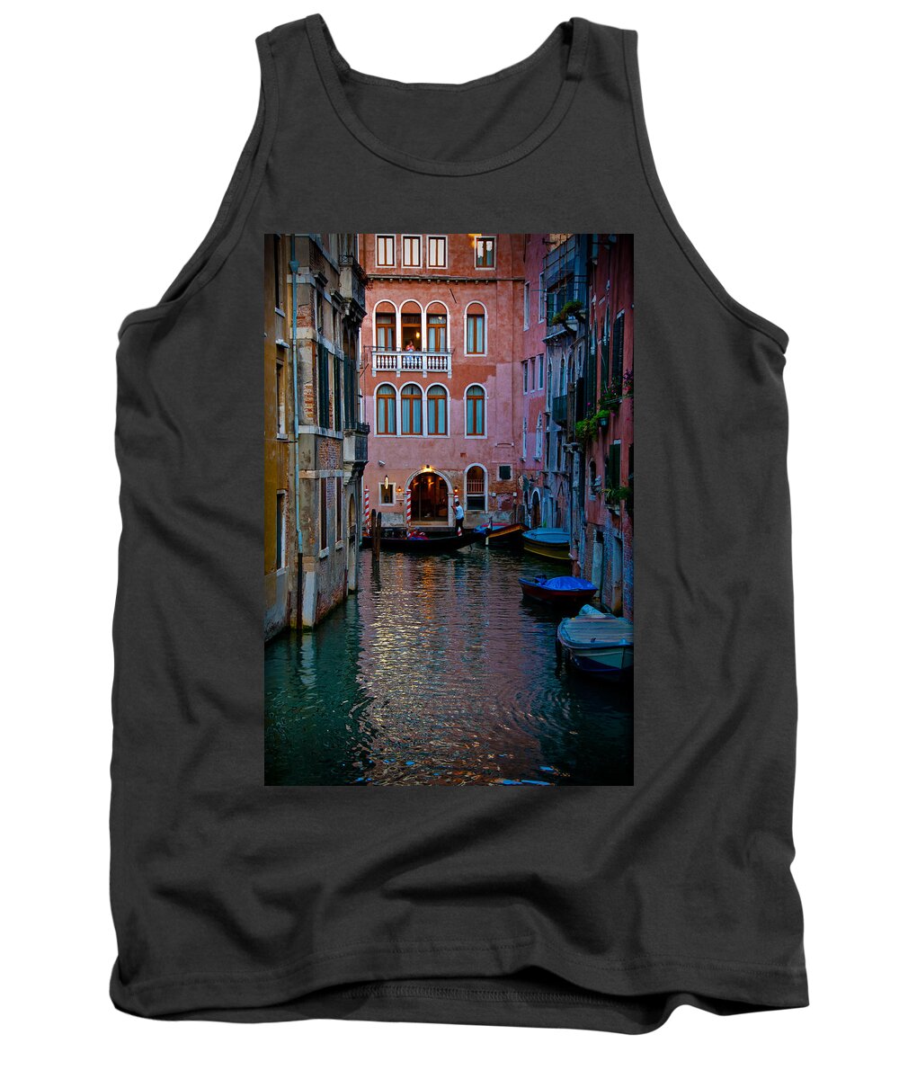 Venice Tank Top featuring the photograph Canal at Dusk by Harry Spitz