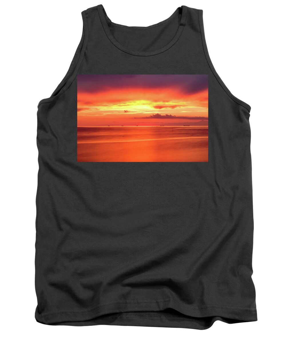 Sunset Tank Top featuring the photograph Cargo Line by Nicole Lloyd