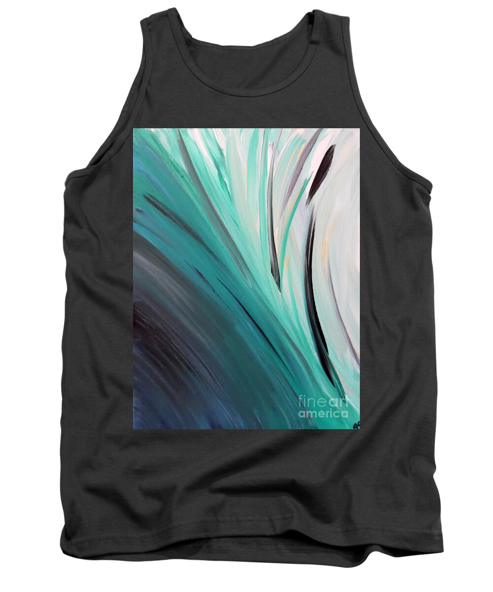 Turquoise Wave Tank Top featuring the painting Caribbean Calm by Jilian Cramb - AMothersFineArt