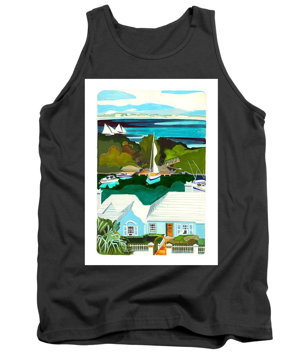 Atlantic Islands Tank Top featuring the painting Castle Harbour - Bermuda by Joan Cordell