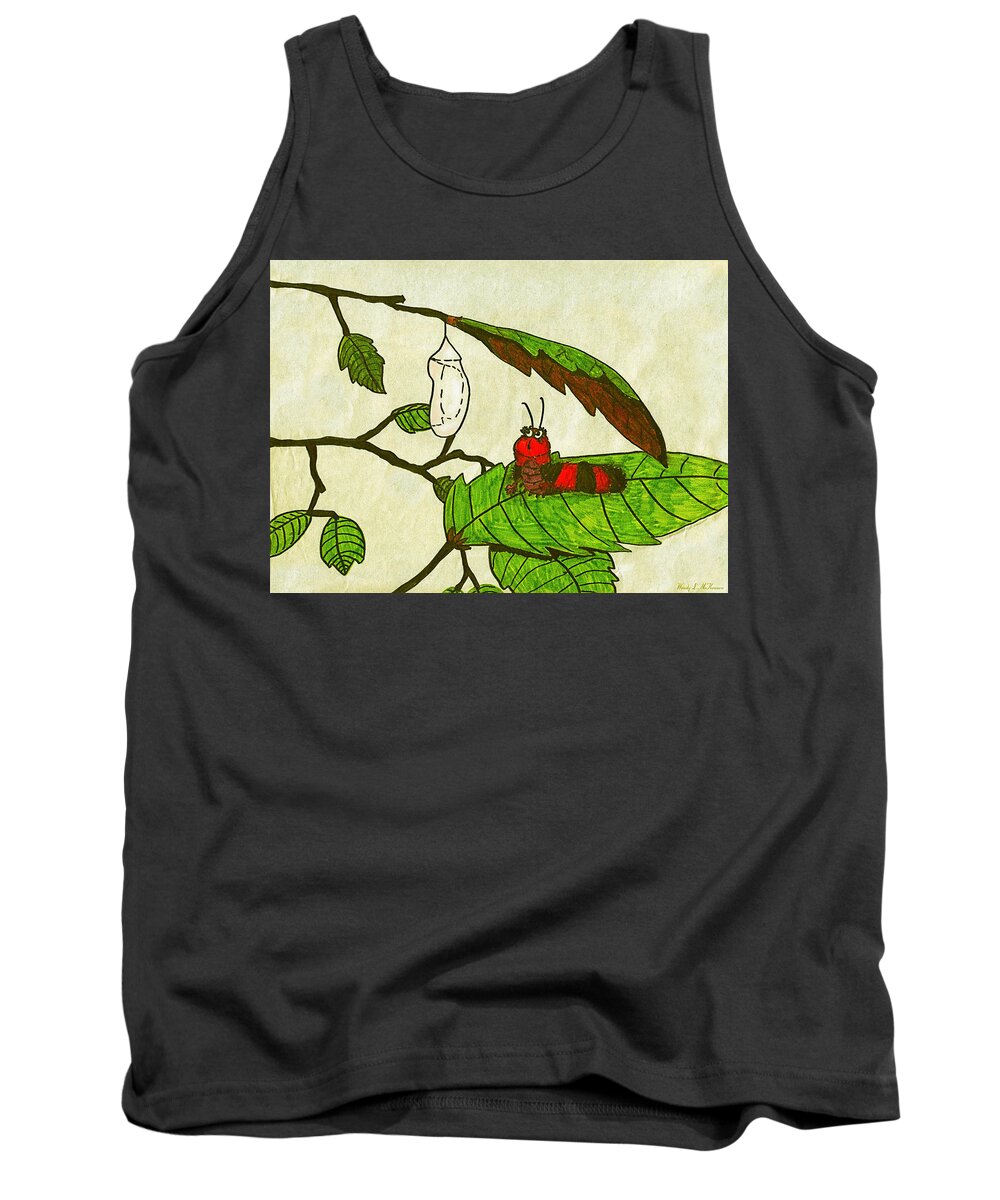 Caterpillar Tank Top featuring the drawing Caterpillar Whimsy by Wendy McKennon