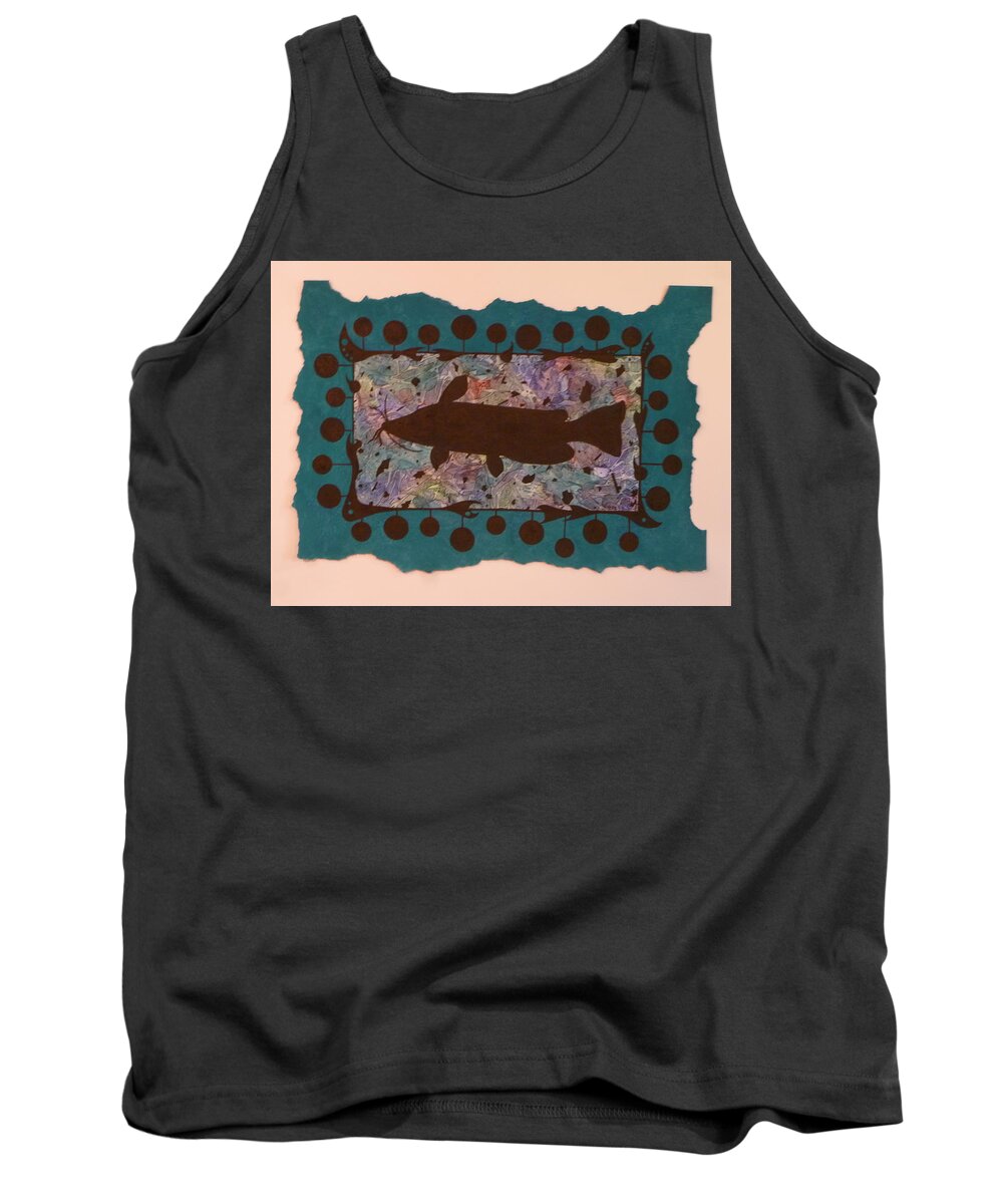Blue Tank Top featuring the painting Catfish Silhouette by Christopher Schranck