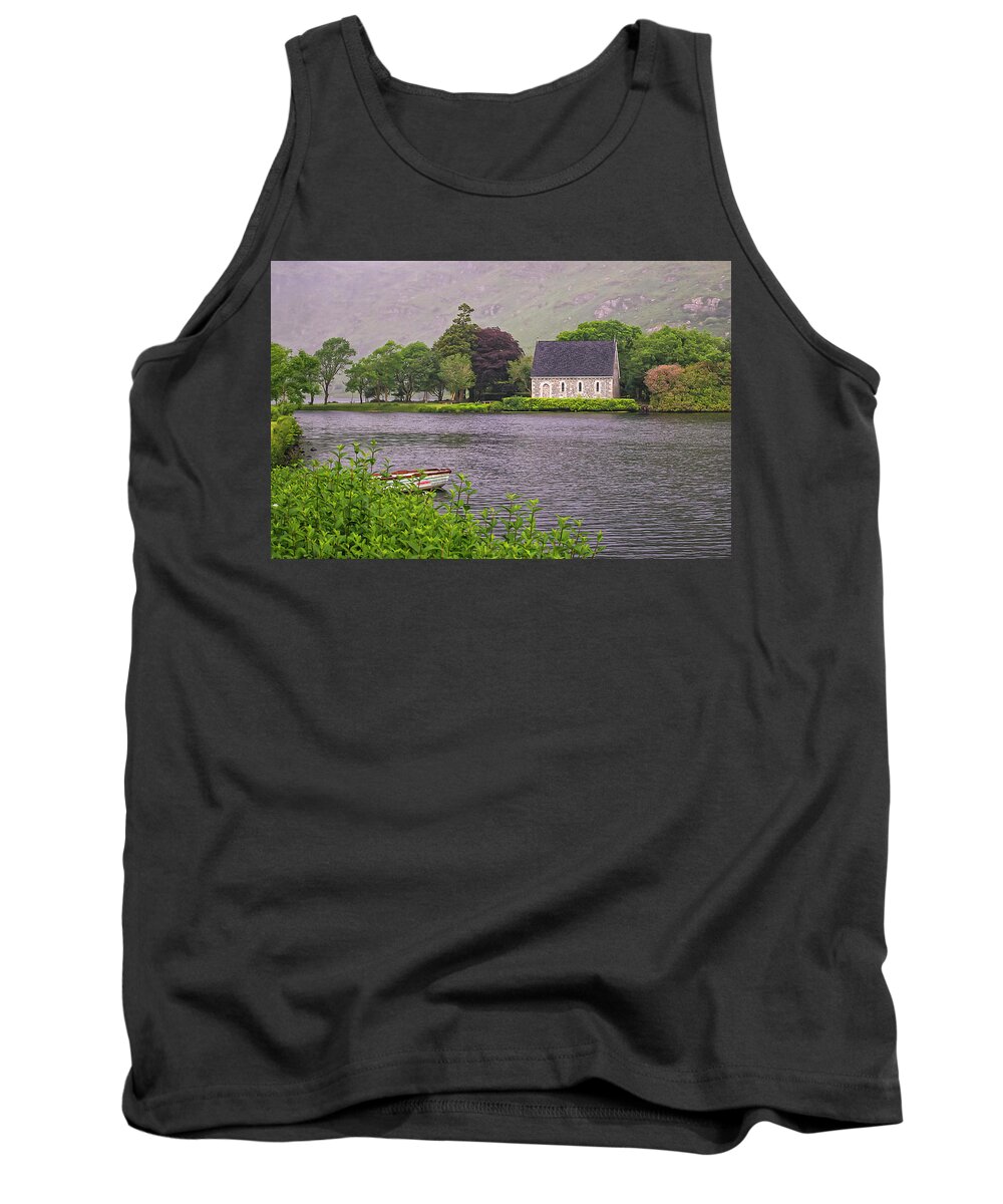 Church Tank Top featuring the photograph Chapel In The Mist - Gougane Barra - County Cork - Ireland by Tony Crehan