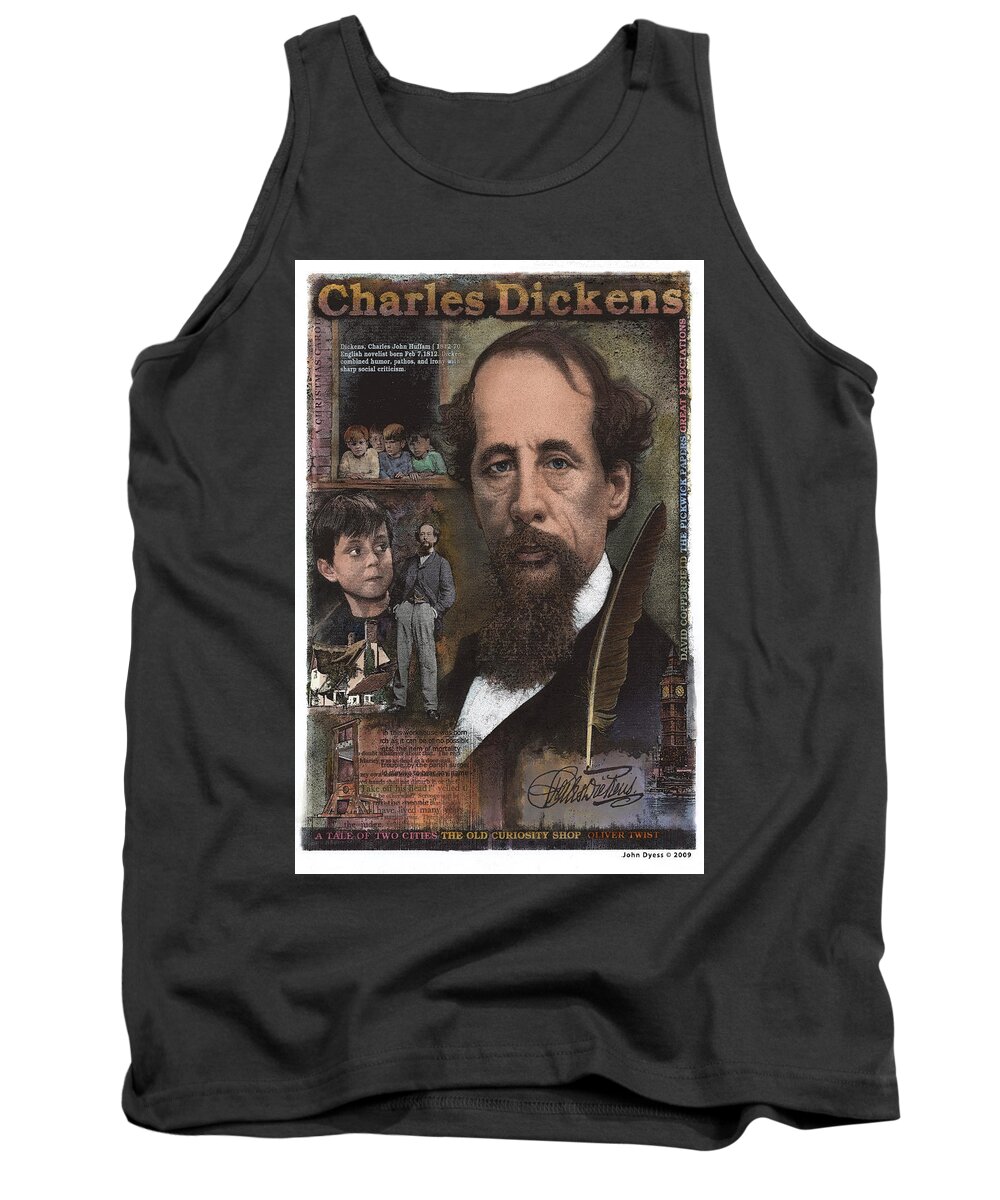 Charles Dickens Tank Top featuring the mixed media Charles Dickens by John Dyess