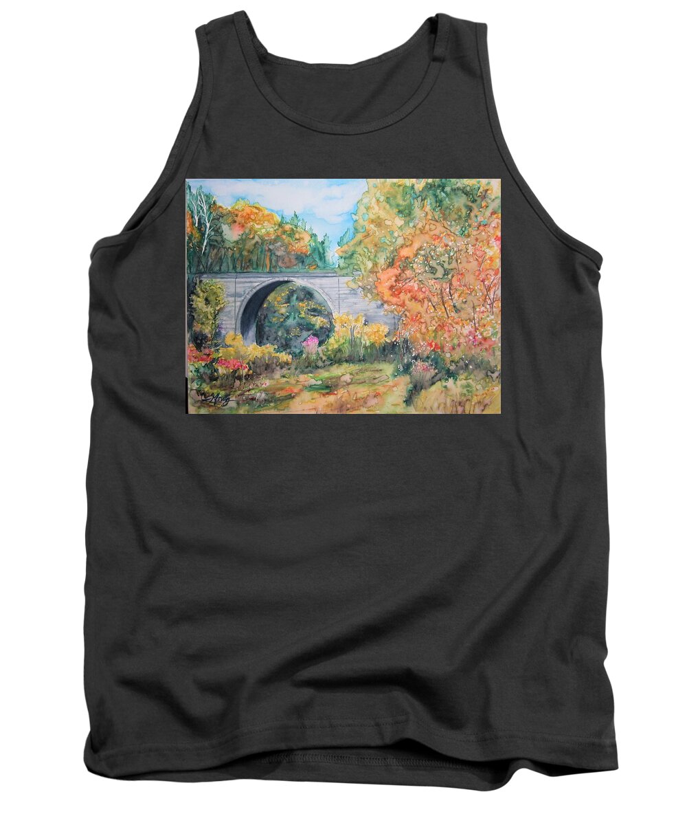Keene Tank Top featuring the painting Cheshire Railroad Stone Arch Bridge by Christine Kfoury