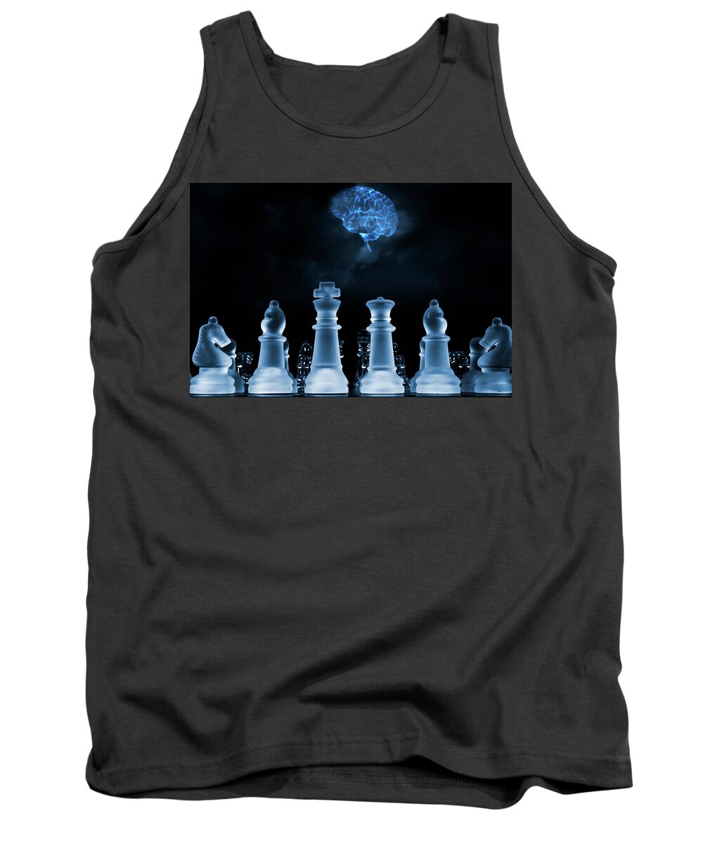 Chess Tank Top featuring the photograph Chess Game And Human Brain by Christian Lagereek