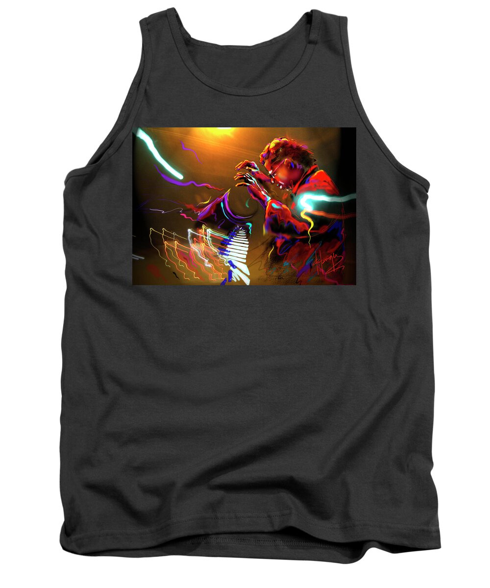 Guitar Tank Top featuring the painting Chick Corea by DC Langer