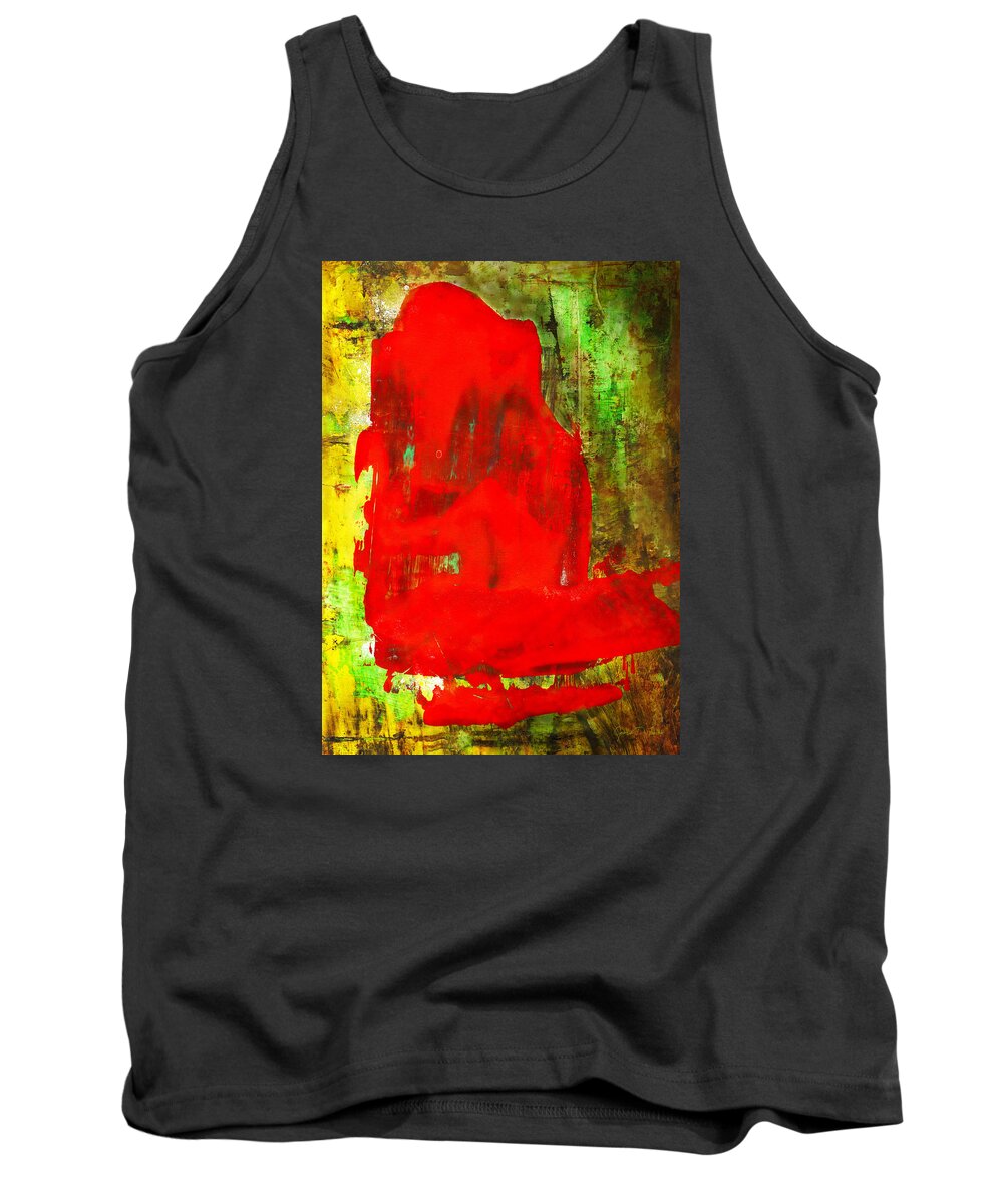 Child In Time Tank Top featuring the painting Colorful Red Abstract Painting - Child In Time by Modern Abstract