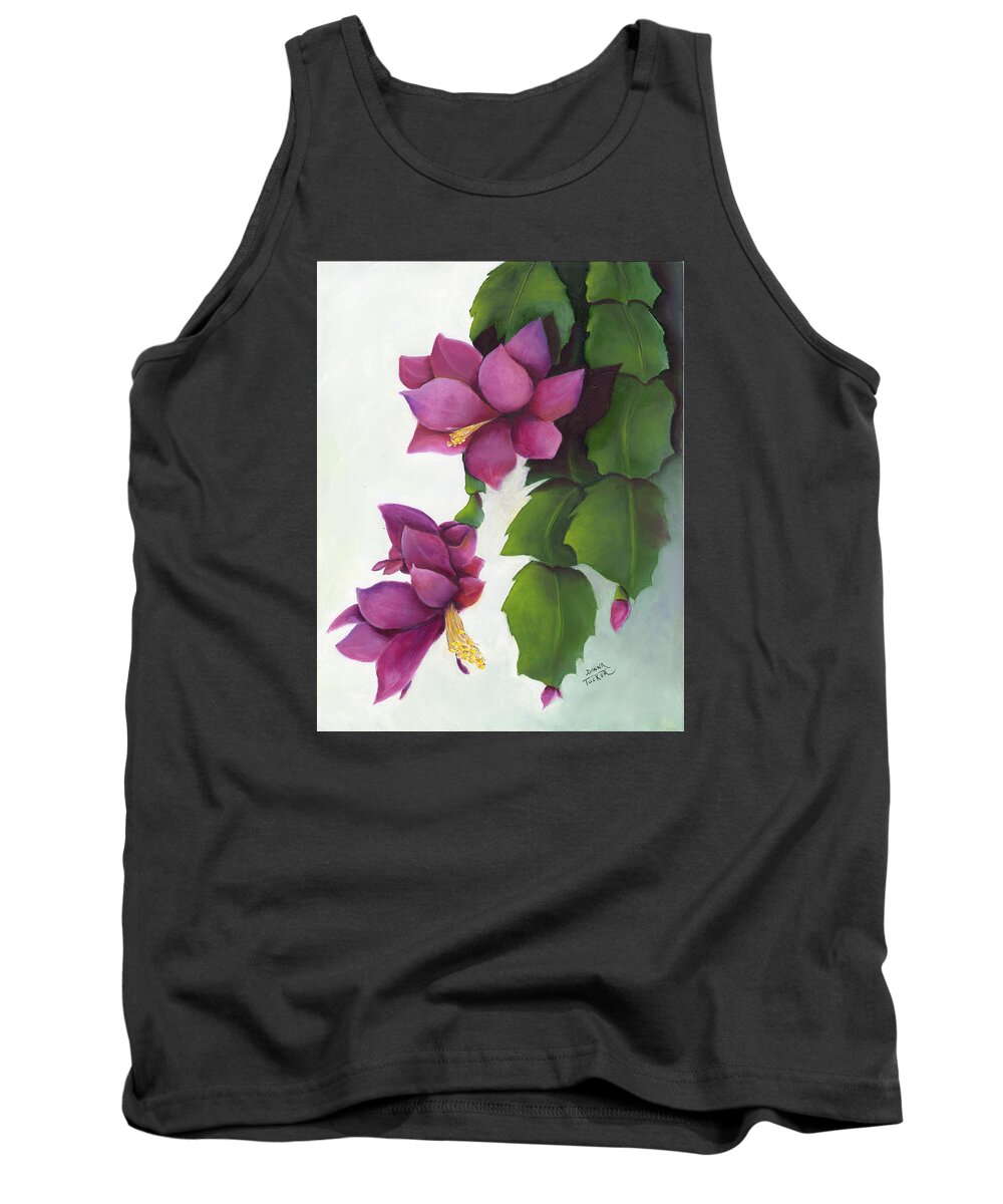 Christmas Tank Top featuring the painting Christmas Catus by Donna Tucker