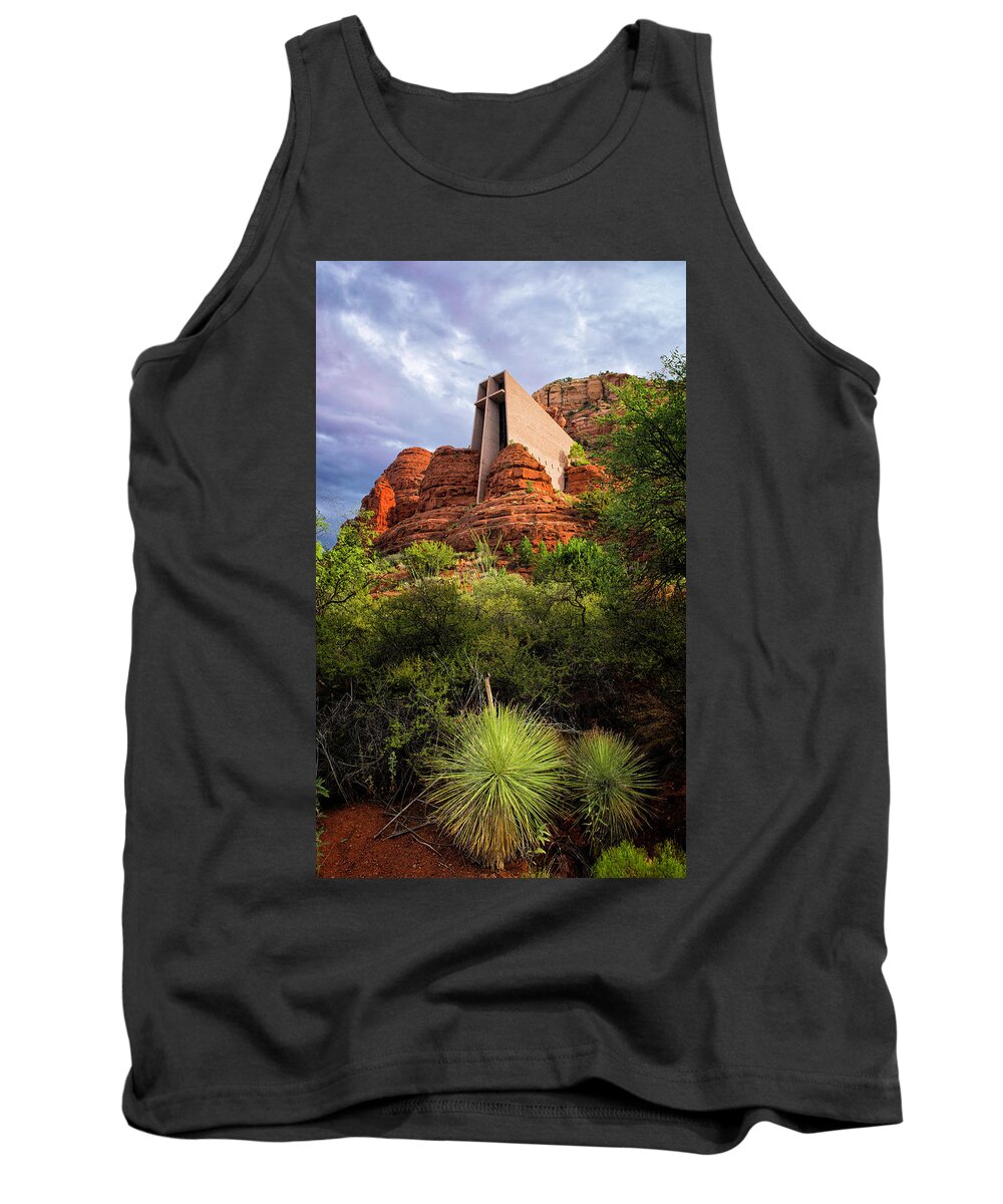 Landscape Tank Top featuring the photograph Church of the Red Rocks by Ron McGinnis