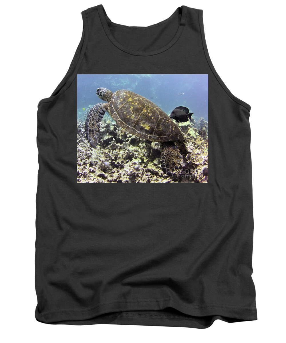 Sea Turtle Tank Top featuring the photograph Cleaning Station 2 by Radine Coopersmith
