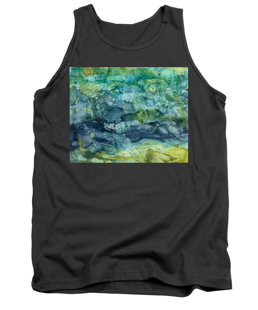 Abstract Tank Top featuring the painting Clear Flow by Nancy Koehler