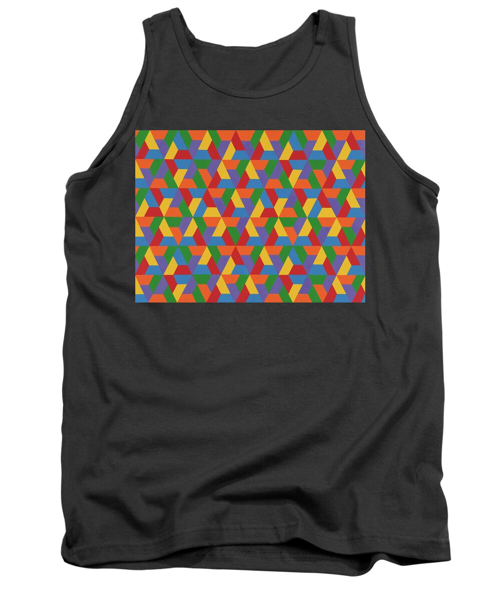Abstract Tank Top featuring the painting Closed Hexagonal Lattice by Janet Hansen