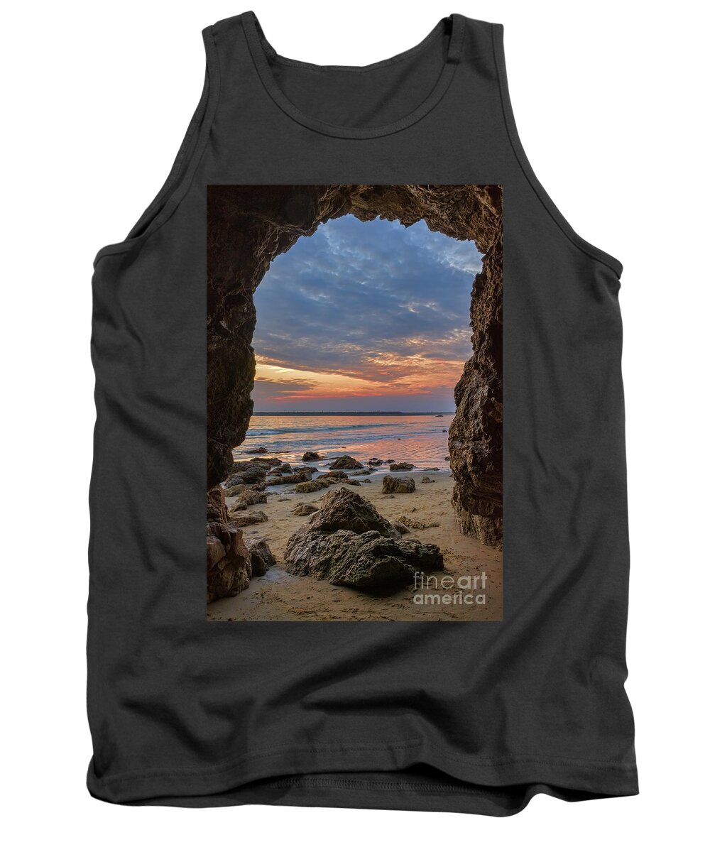 Cloudy Tank Top featuring the photograph Cloudy Sunset at Low Tide by Eddie Yerkish