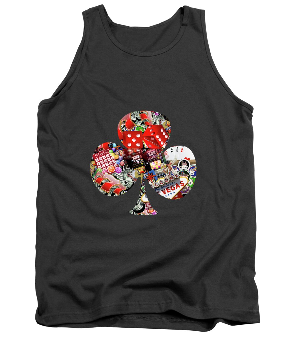  Casino Tank Top featuring the digital art Club Playing Card Shape #1 by Gravityx9 Designs