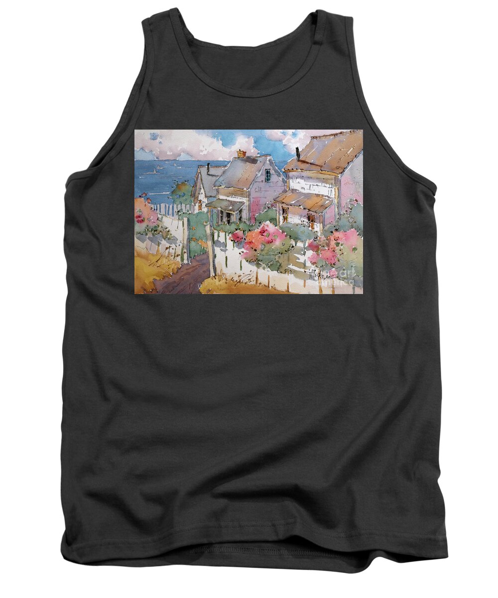 Coastal Tank Top featuring the painting Coastal Cottages by Joyce Hicks