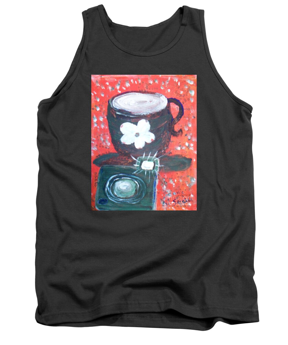 Coffee Au Lait To Awaken The Moment And My Camera To Freeze It In Time Tank Top featuring the painting Coffee Au Lait To Awaken the Moment and My Camera to Freeze it in Time by Seaux-N-Seau Soileau