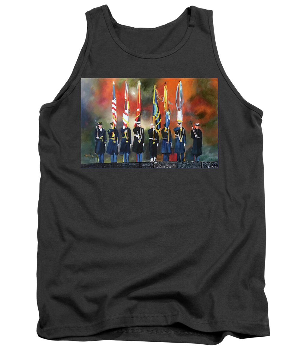 Vietnam Memorial Tank Top featuring the painting Color and Honor at THE WALL by Josef Kelly