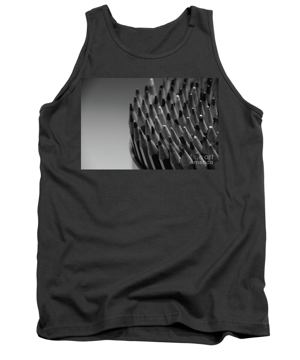 Pencil Tank Top featuring the photograph Colored Pencils - Black and White by Adrian De Leon Art and Photography