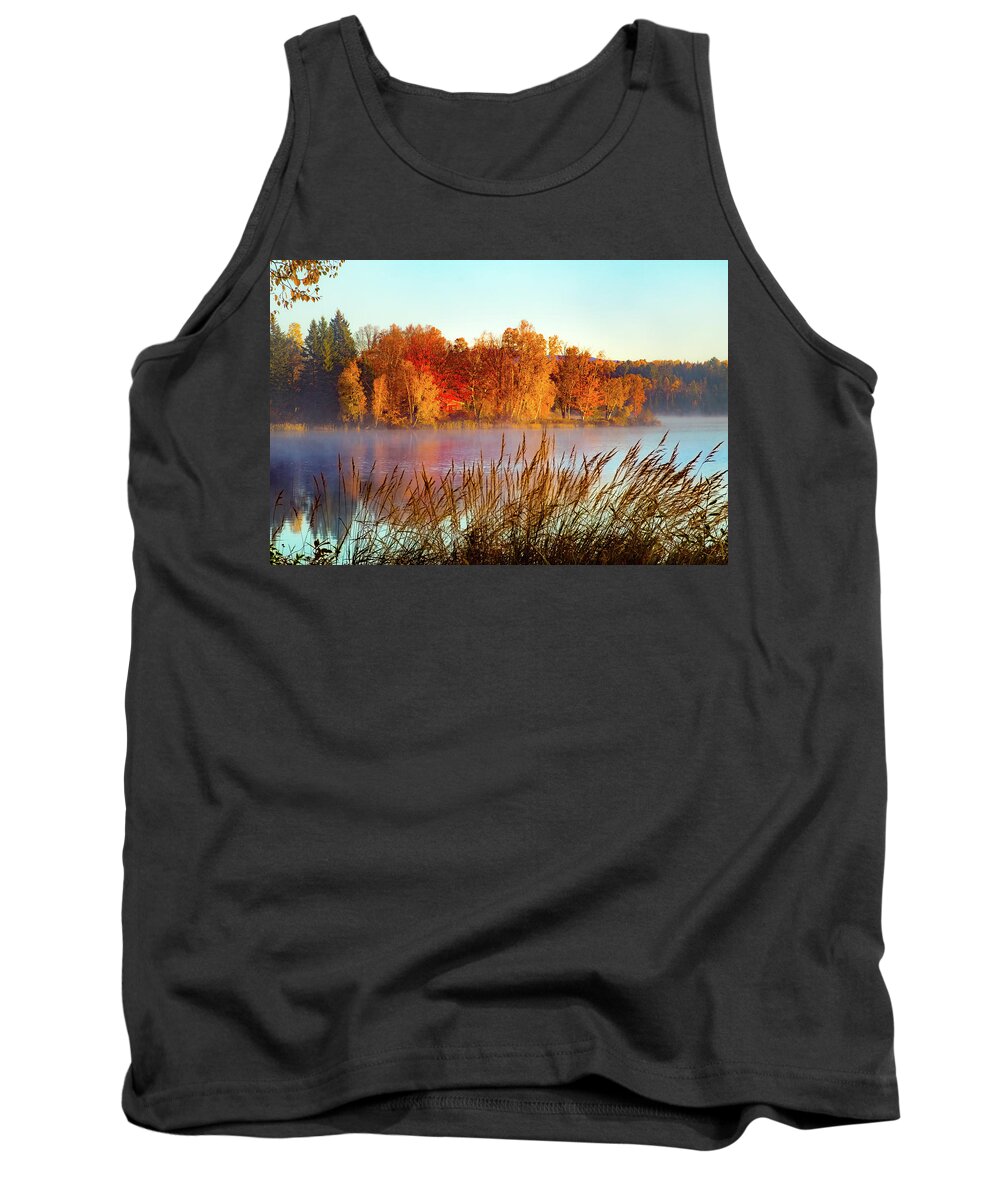 #jefffolger Tank Top featuring the photograph Colorful dawn on Haley Pond by Jeff Folger